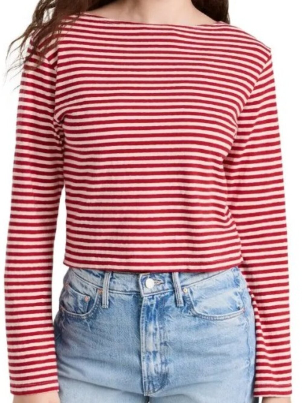 MOTHER Skipper Bell Top Red & White Stripe Large